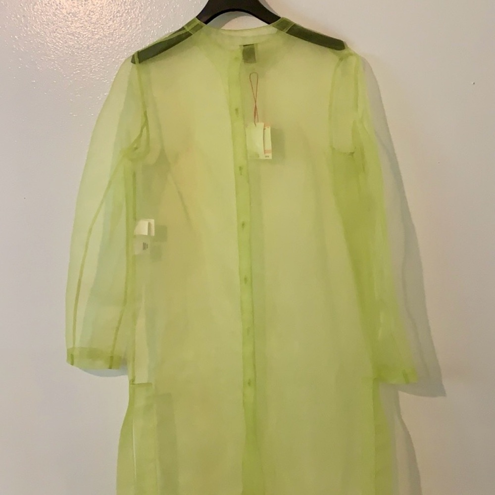 Anne Klein Long Transparent Green Cardigan Dress Size 2